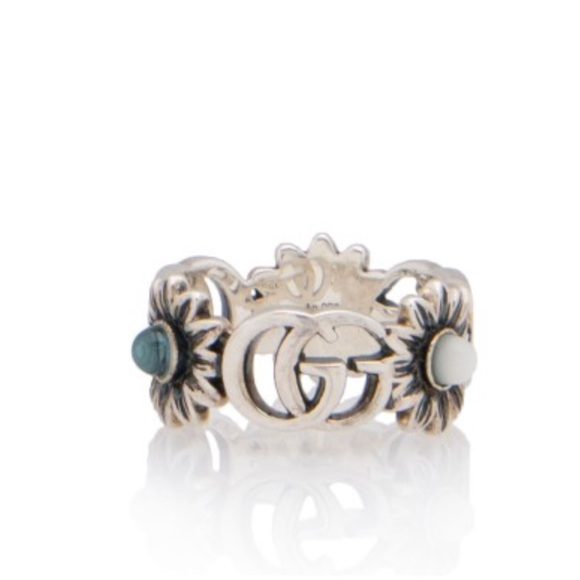 GUCCI DOUBLE G MOTHER OF PEARL RING - Picture 1 of 9